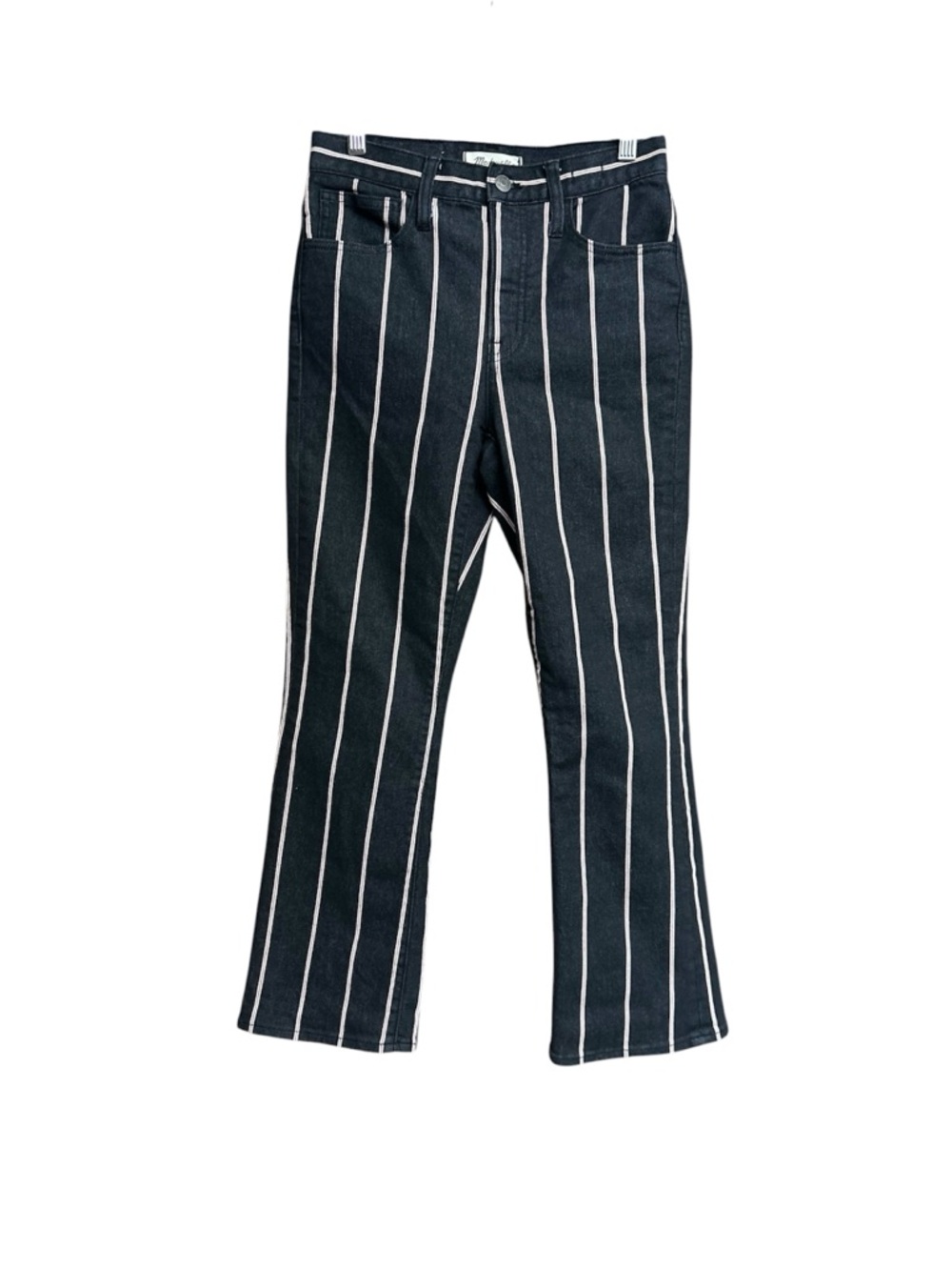 Madewell Heathered Black Vertical-Stripe Cali Denim Boot Cut Jeans